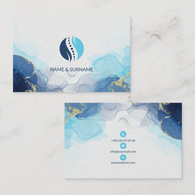 Elegant Blue Business Card for Massage (Front/Back)