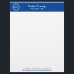Elegant Blue Business Profressional Letterhead<br><div class="desc">Elegant Blue Professional Monogram Business Letterhead Elegant stationery for your making your home small business look professional. Personalize this stationery with your monogram initials, name, professional title and add other information at the bottom of the letterhead. Shop our store for elegant stationery in a variety of colors for your home...</div>