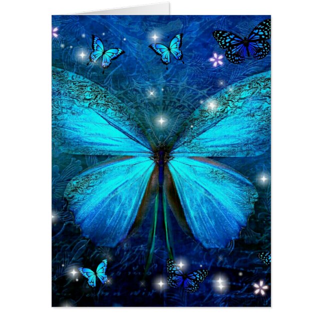 Elegant Blue Butterfly Card (Front)
