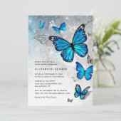 Elegant Blue Butterfly Cinderella Quinceanera Invitation (Standing Front)