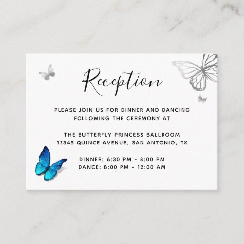 Elegant Blue Butterfly Details Enclosure Card