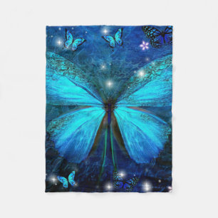 Elegant Blue Butterfly Fleece Blanket