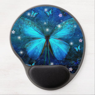 Elegant Blue Butterfly Gel Mouse Pad