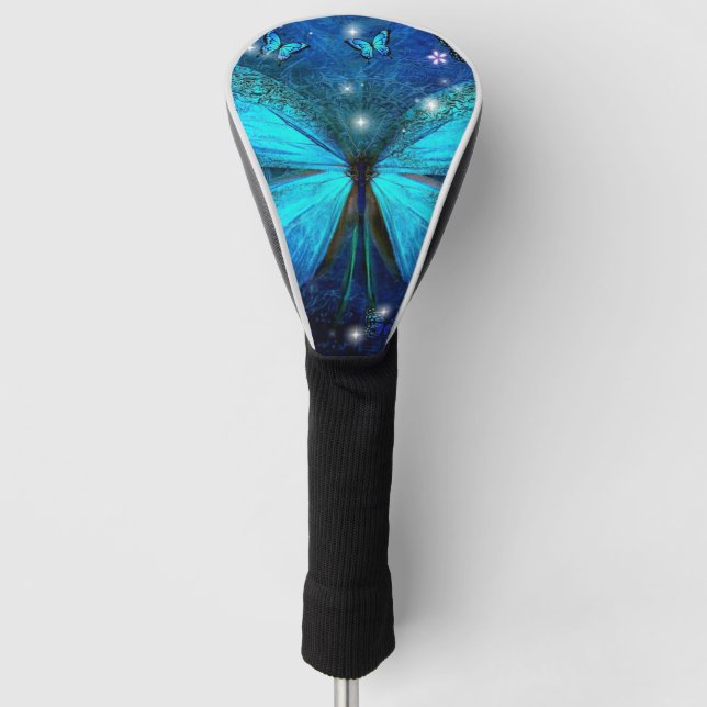 Elegant Blue Butterfly Golf Head Cover (Front)