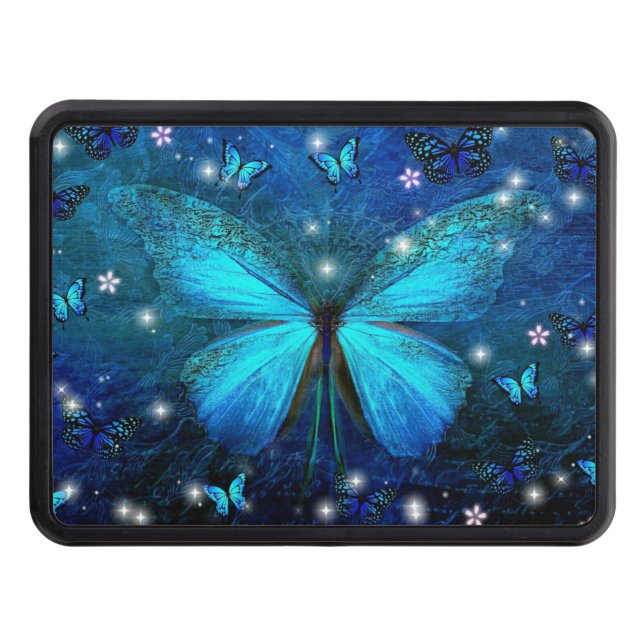 Elegant Blue Butterfly Hitch Cover (Front)
