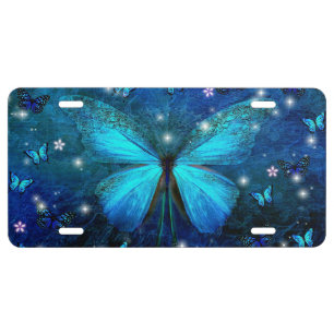 Elegant Blue Butterfly License Plate