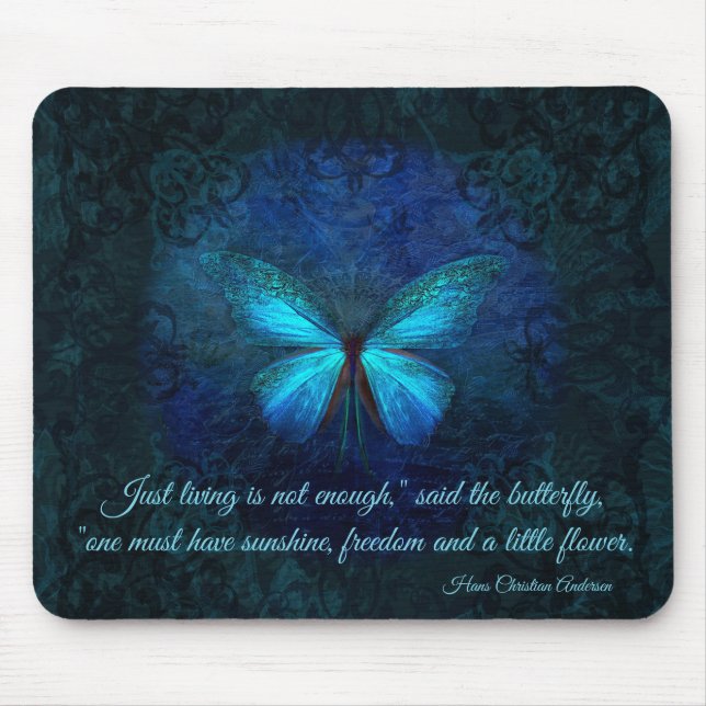 Elegant Blue Butterfly Mouse Pad (Front)