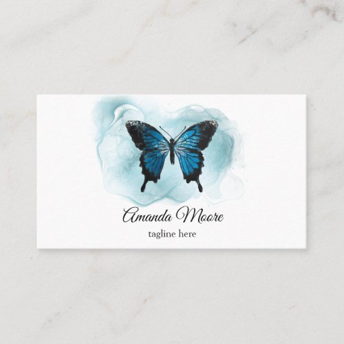 elegant blue butterfly nail salon beauty salon bus business card