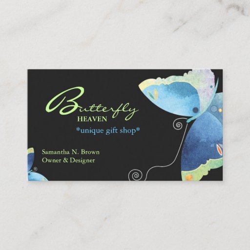 Customizable Elegant Blue Butterfly Personalized Business Card