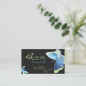 Elegant Blue Butterfly Personalized Business Cards (Standing Front)