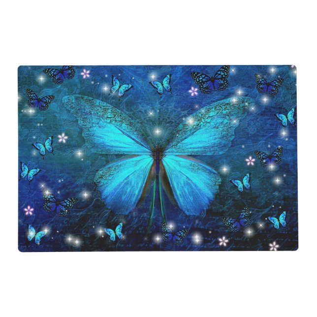 Elegant Blue Butterfly Placemat (Front)