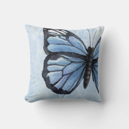 elegant blue butterfly throw pillow