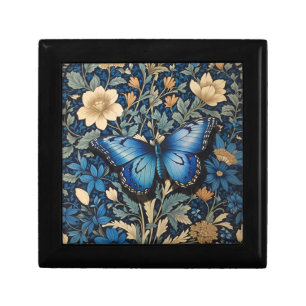 Elegant Blue Butterfly William Morris Inspired Gift Box