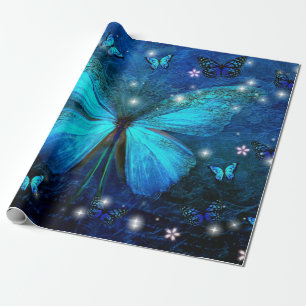 Elegant Blue Butterfly Wrapping Paper