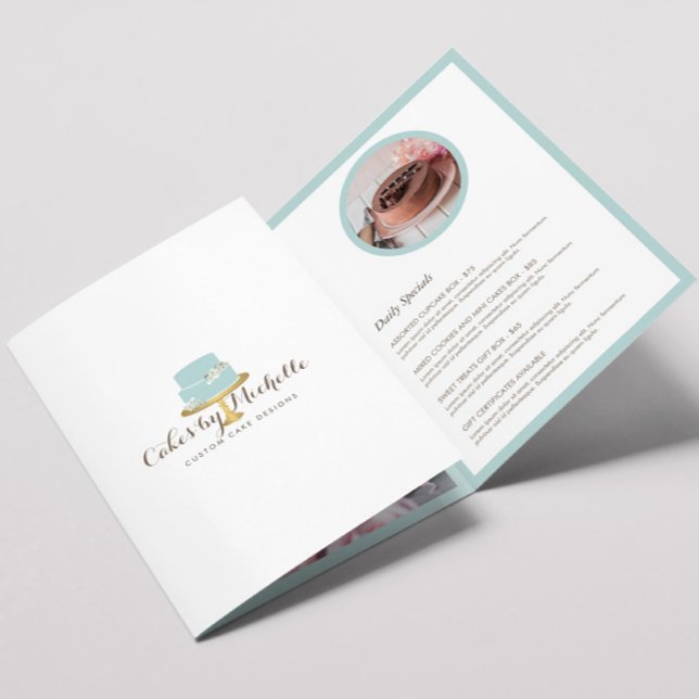 Elegant Blue Cake with Florals Bakery Brochure (Creator Uploaded)