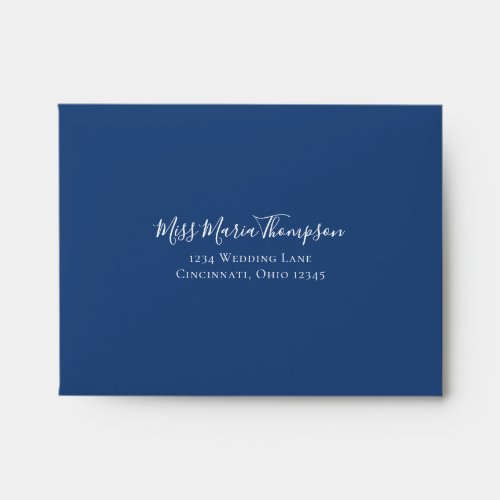 Elegant Blue Calligraphy Ampersand Guest RSVP Envelope