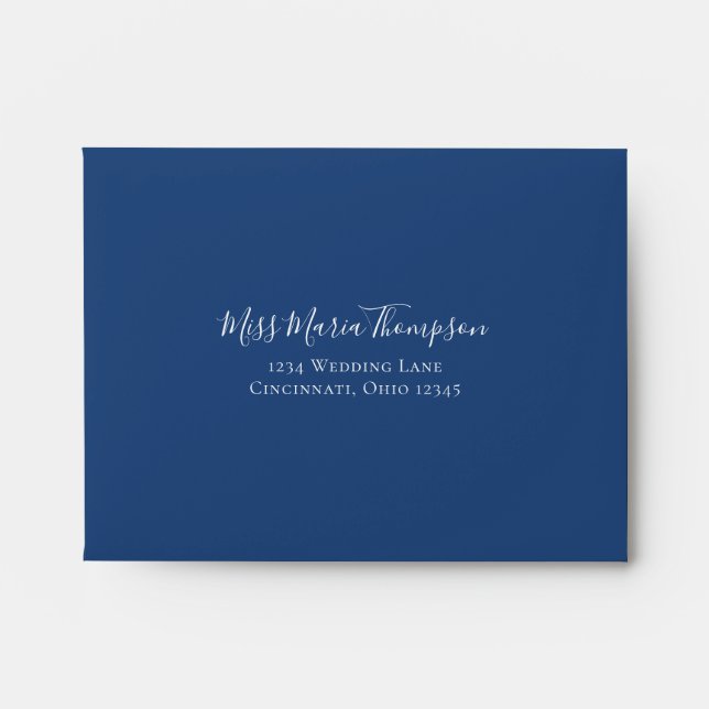 Elegant Blue Calligraphy Ampersand Guest RSVP Envelope (Front)