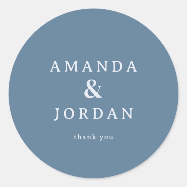 Elegant Blue Calligraphy Design Classic Round Sticker (Front)