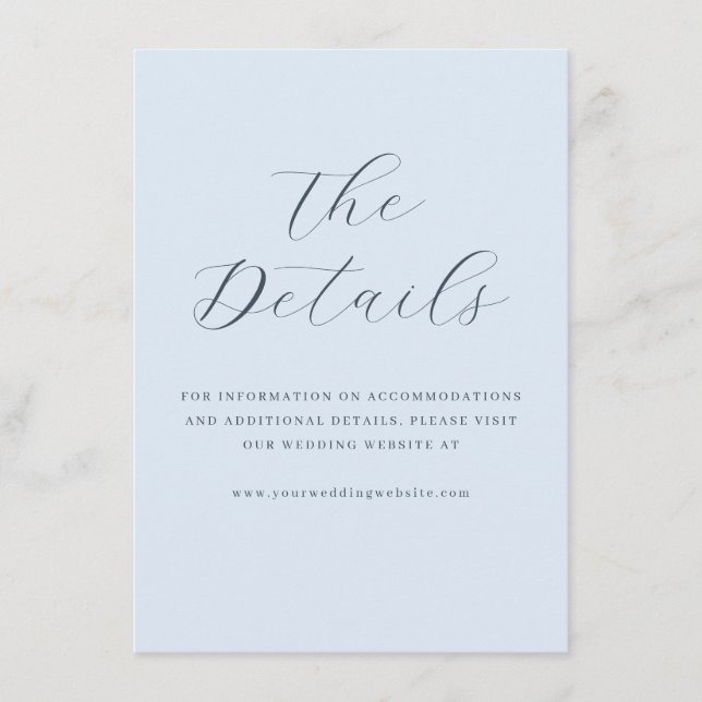 Elegant Blue Calligraphy Enclosure Card (Front)