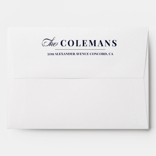 Elegant Blue Calligraphy family name Envelope (Back (Top Flap))