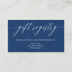 Elegant Blue Calligraphy Gift Registry Enclosure