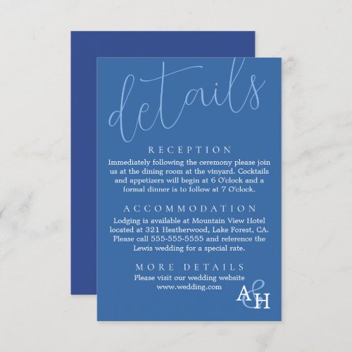 Elegant Blue Calligraphy Script Wedding RSVP Card