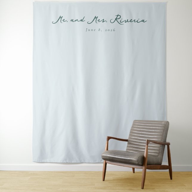 Elegant Blue Calligraphy Tapestry (In Situ)