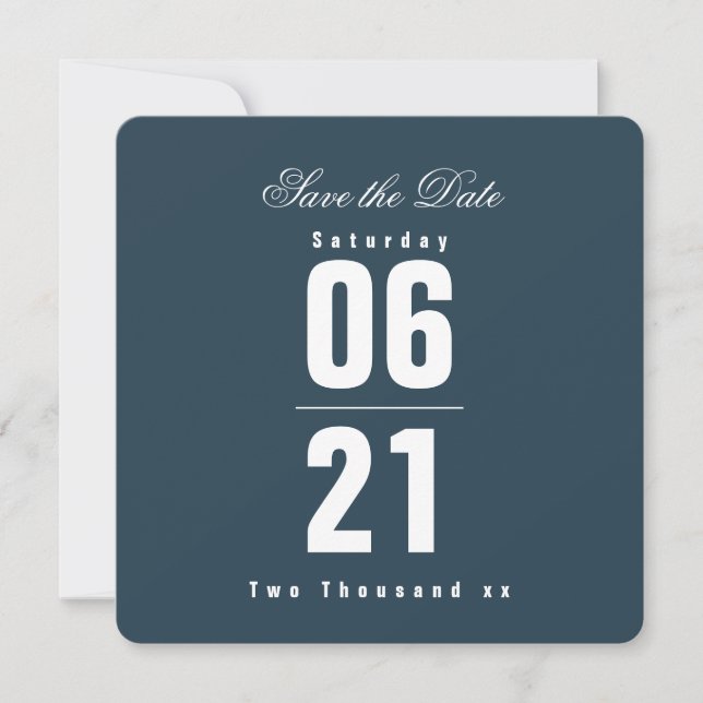 Elegant Blue Celebration | Solid | Save the Date (Front)