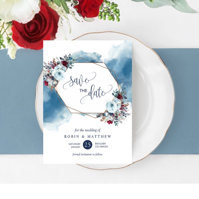Elegant Blue Celestial Blooms, Any Event Save The Date (Creator Uploaded)