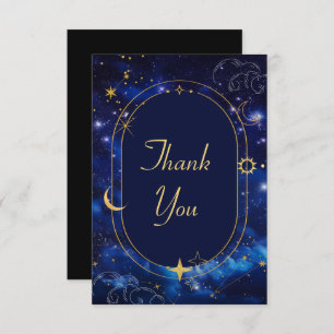 Elegant blue celestial wedding thank you card