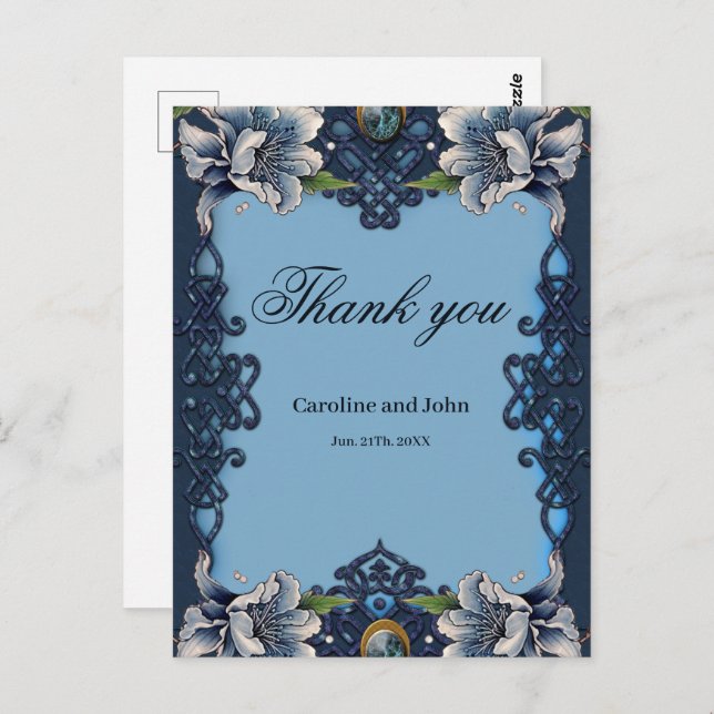 Elegant blue celtic design  postcard (Front/Back)