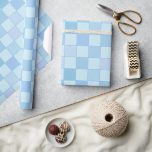 Elegant Blue Checkered Wrapping Paper