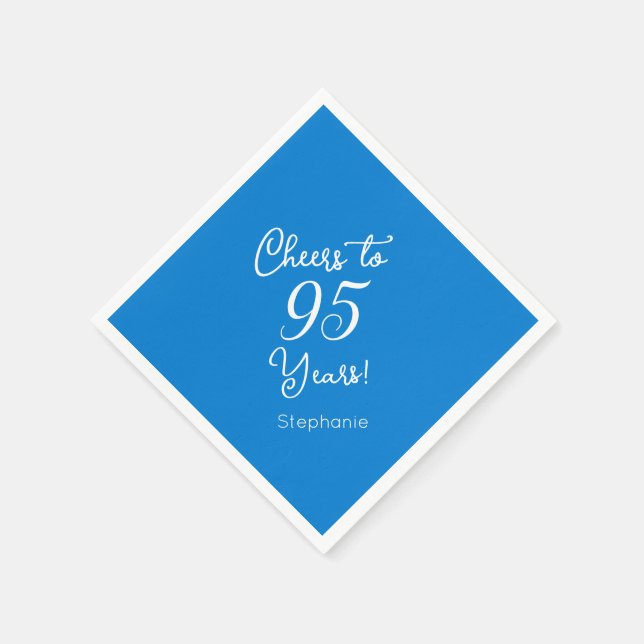 Elegant Blue Cheers to 95 Years 95th Birthday Napkins (Corner)