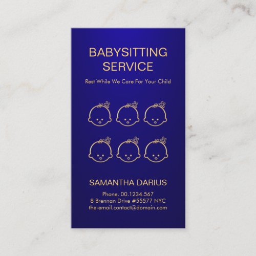 Elegant Blue Children Baby Faces Childcare Business Card