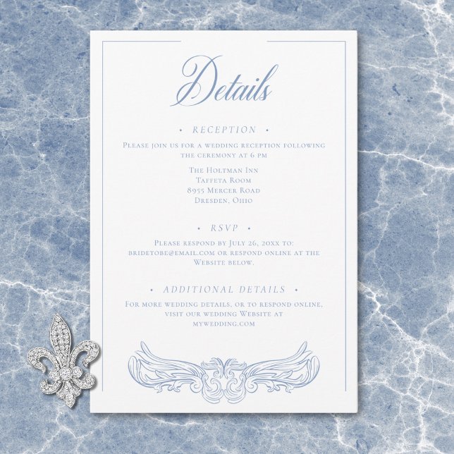 Elegant Blue Chinoiserie Bird Crest Wedding Detail Enclosure Card (Elegant Blue Chinoiserie Bird Crest Wedding Detail Enclosure Card)