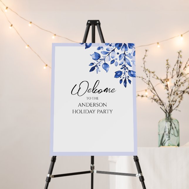 Elegant Blue Chinoiserie Christmas Party Foam Board (In Situ (Stand))