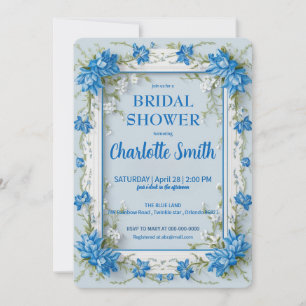 Elegant Blue Chinoiserie Floral bridal shower Invitation