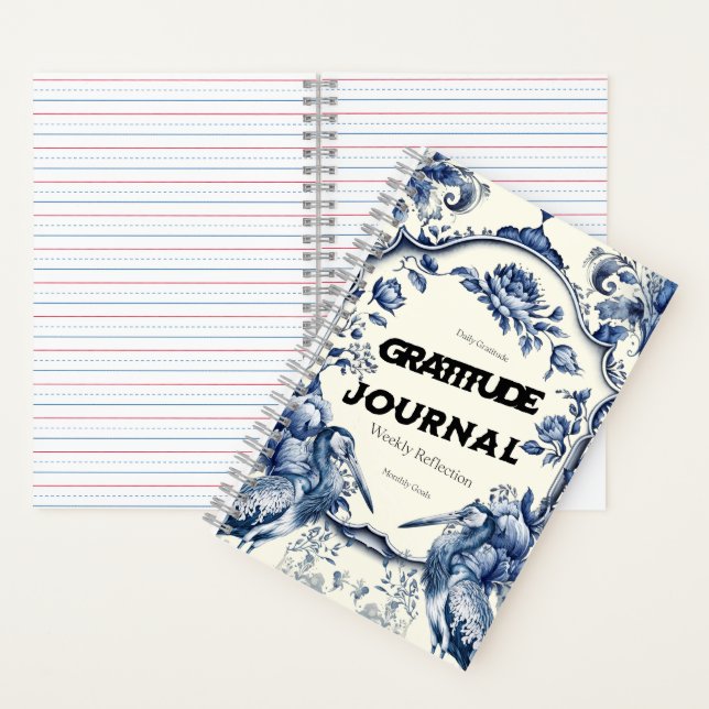 Elegant Blue Chinoiserie Gratitude Journal Cover (Inside)