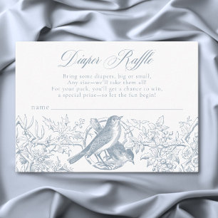 Elegant Blue Chinoiserie Nature Birds Baby Diaper Enclosure Card
