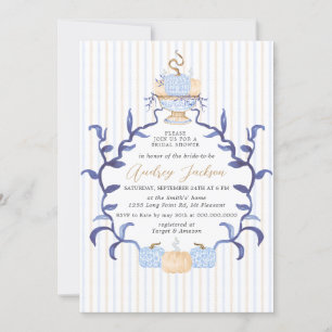 Elegant Blue Chinoiserie Pumpkin Bridal Shower Invitation