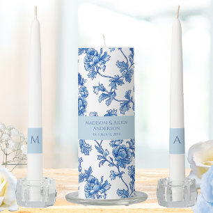 Elegant Blue Chinoiserie Unity Wedding Candles