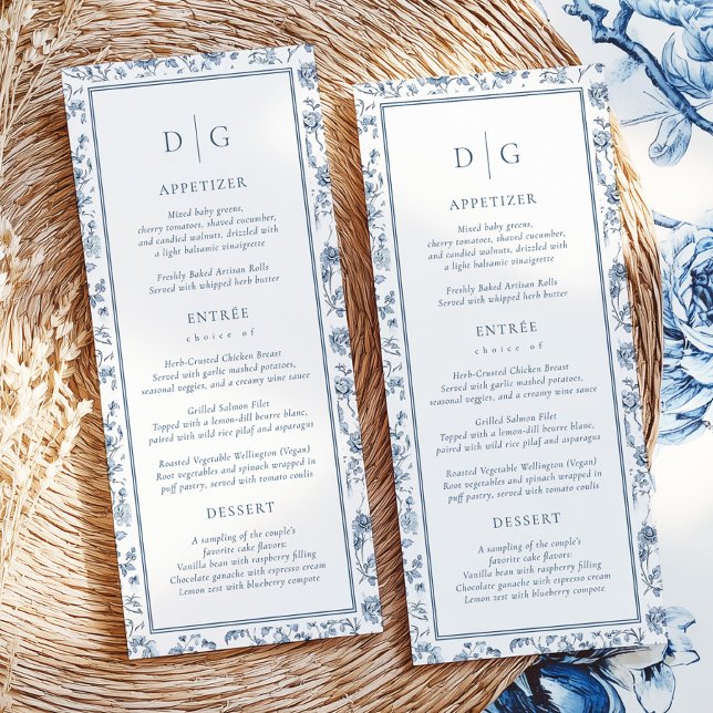 Elegant Blue Chinoiserie Wedding Menu (Creator Uploaded)