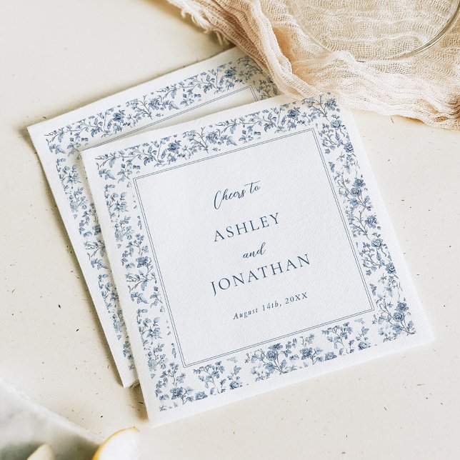 Elegant Blue Chinoiserie Wedding Napkins (Creator Uploaded)