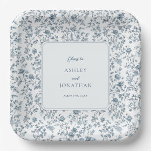 Elegant Blue Chinoiserie Wedding Paper Plates