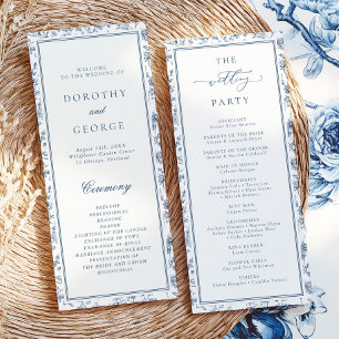 Elegant Blue Chinoiserie Wedding Program