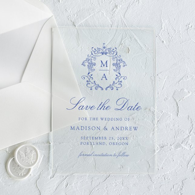 Elegant Blue Chinoiserie Wedding Save the Date (Creator Uploaded)