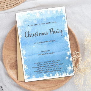 Elegant Blue Christmas Holiday Party Invitation