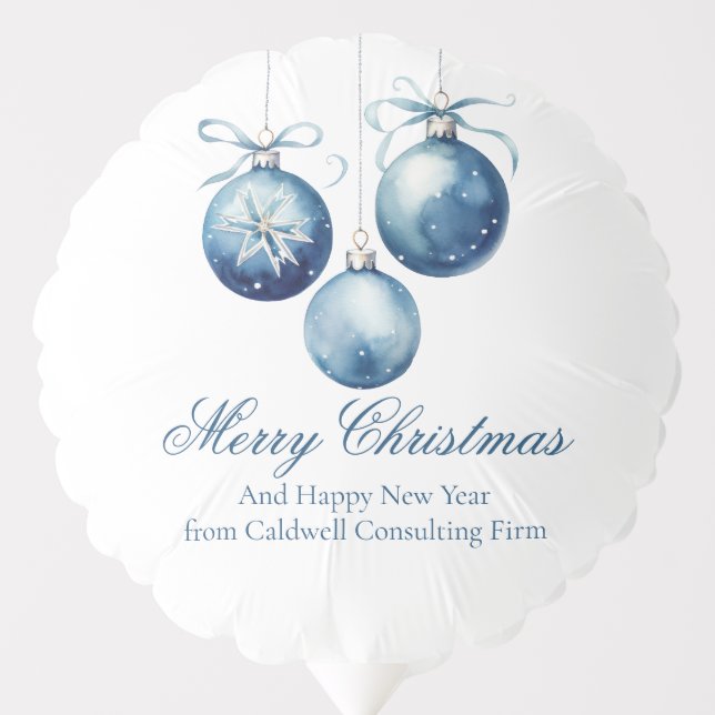Elegant Blue Christmas Ornaments Company Party Balloon (Front)