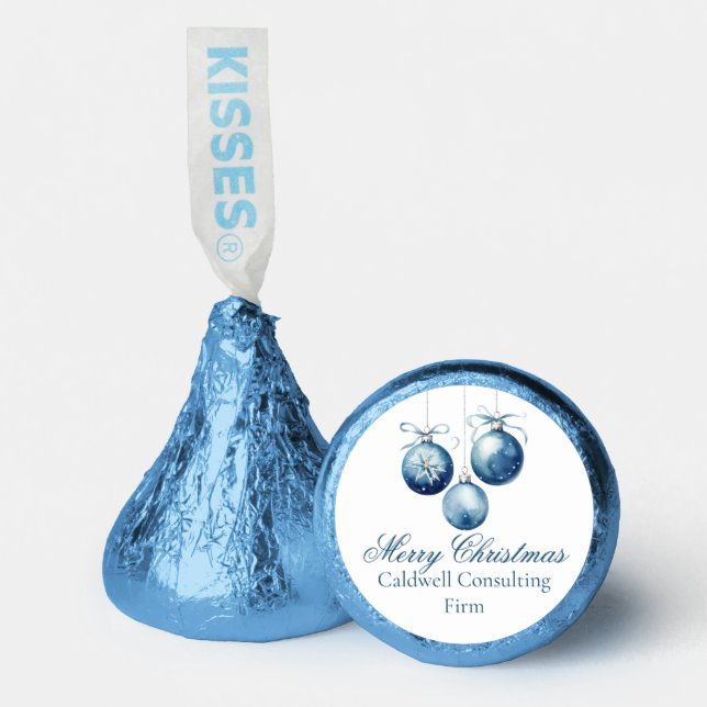 Elegant Blue Christmas Ornaments Company Party Hershey®'s Kisses® (Front)