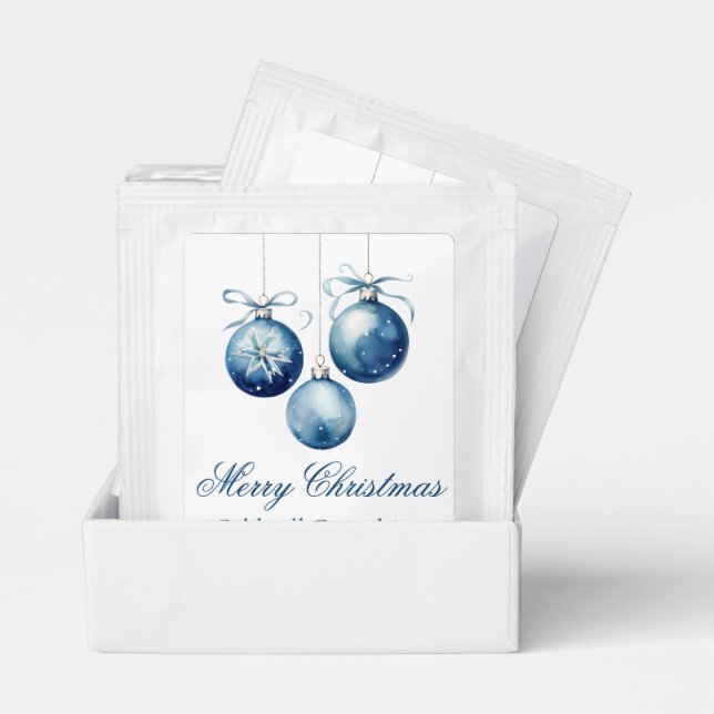 Elegant Blue Christmas Ornaments Company Party Tea Bag Drink Mix (Pair)